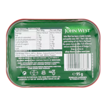 John West Boneless Sardines in Tomato Sauce 12 x 95g - Image 4