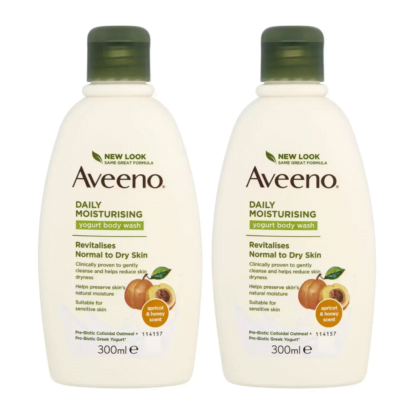 Aveeno Daily Moisturising Body Wash Apricot & Honey, 2 x 300ml